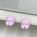 Pack de dos organizadores de cables morados con diseño de dibujos animados para escritorio - Personaje de cebollino morado / 2 Piezas/Juego