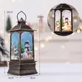 Vintage bronze musical Christmas lantern with golden snowman and reindeer scenes - Medium Music Style / Bronze (Gold Snowman)