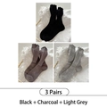 Pack de 3 pares de calcetines de algodón en negro, gris oscuro y gris claro con volantes - Negro + Gris Humo + Gris Claro