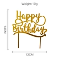 Golden Happy Birthday acrylic cake topper 14cm x 13cm for party baking decoration - Style-8 (Gold Minimal Script)