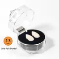 Halloween 13mm resin vampire fangs in a hexagonal jewelry box with black lining - 13mm Pair Boxed