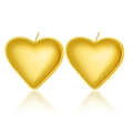 Pair of heart-shaped gold stud earrings with a matte metallic finish on white background - Matte Frosted Gold Heart