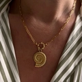 Detail of 18k gold plated nautilus shell pendant on a trendy paperclip chain necklace - Paperclip Chain with Jump Ring Only (Without Pendant)