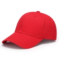 Classic bright red cotton baseball cap with structured crown and curved brim in plain style - Adjustable / Red