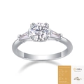 Three-stone S925 silver moissanite ring with GRA certificate and high-quality shine - US Size 7 / R12937 Moissanite 1 Carat+2 Stones (with GRA)