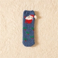 Chaussettes de Noël en polaire corail bleu marine avec motifs Père Noël et pompons - Adulte / Père Noël Bleu