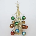 Albero di Natale in vetro dorato con mini palline colorate e stella decorativa - Giallo Grande