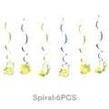 Lemon party spiral decorations with yellow blue swirls and drink illustration cards - Spiral Swirls 6PCS