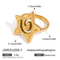 Detailansicht der Maße des goldenen Edelstahlrings mit Stern- und Wirbelgravuren - Spiral-Fünf-Zackiger Stern-Stil (JDR0312006-7)