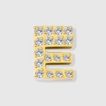 Golden micro-pave letter E charm with sparkling white zircon stones for jewelry making - Letter E-Gold