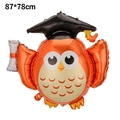 87x78cm orange owl graduation foil balloon with black mortarboard and diploma - Owl Doctorate Character