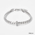 Bracciale a catena cubana argento con pietre nere e design minimalista in acciaio - Bracciale in argento con pietra nera (SBP114)