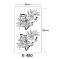 Waterproof temporary tattoo sticker with black and white floral geometric design, 60x105mm - K-480-Geometric Floral