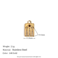 Minimalist 14K gold plated stainless steel rectangular charm with star zircon inlay - Star Rhinestone Square Tag Pendant - Gold