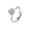 Classic S925 sterling silver twist ring with round brilliant cut moissanite diamond - Adjustable Open / Twisted Arm Round Cut Style (FDJZ-009)
