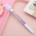 Cute quicksand glitter pen with purple butterfly cap and transparent sparkly barrel - Butterfly White