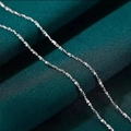 S925 sterling silver gypsophila chain necklace with a shimmering sparkle on green silk - Gypsophila Chain 45+5cm / White Gold