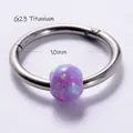 G23 titanium circular ring with purple opal decorative ball and 10mm inner diameter - G23 Titanium/1.2x10mm / Purple