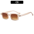 Vintage rectangle sunglasses C8 in transparent champagne frame with brown lenses - Transparent Tea Frame Double Brown Lens