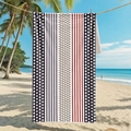 Microfiber beach towel with nautical stars and stripes pattern on a tropical beach background - 80*160cm / Star & Stripe