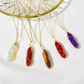 Natürliche hexagonale Kristallanhänger mit Golddrahtwicklung und feiner Kette im Set - Halskette mit Anhänger / Amethyst