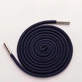 Dark blue round braided drawstring with premium silver metal tips for hoodies and pants - Navy Blue