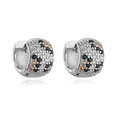 Détail de créoles argentées avec pavé de cristaux au motif léopard raffiné - Style A / 1 paire / Or Blanc
