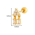 Gold plated geometric cartilage stud earring with triple zircon inlay and hanging stones - Geometric Long Dangle (0180-11# Gold)
