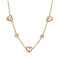 Bracelet minimaliste plaqué or 18K avec cœurs en nacre blanche et diamants brillants - Collier Cœur En Nacre Et Zirconium Rond / Doré