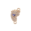 Golden foot-shaped pendant with white rhinestones and a blue evil eye heart center - Gold Paw / 10 Pieces Pack