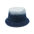 Close-up of gradient washed denim fabric texture on a stylish summer bucket hat - Navy Blue / M (56-58cm)