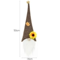 Brown autumn gnome wine bottle cover with sunflower detail and 50cm height scale - Dark Brown