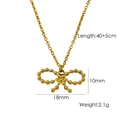 Schleifenhalskette aus 14K vergoldetem Edelstahl, 18mm x 10mm, Länge 40+5cm lang - Gold Minimalistische Schleife Halskette (YTN2401314-1)
