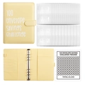 Yellow 100 Envelope Savings Challenge binder with clear cash pouches and budget tracker - A5 Yellow Challenge Set