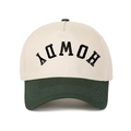 Retro two-tone baseball cap in beige and green with HOWDY embroidery on the front - Beige/Army Green