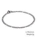 Tweekleurige NK Figaro-kettingarmband 195x3mm van gepolijst roestvrij staal voor uniseks - Stalen Kleur Figaro Ketting (KB126626-Z)