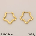 Polished gold stainless steel star shaped hoop earrings 22x2.3mm for women - Star Style (KE114002-KFC)