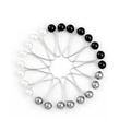 U-shaped pearl silk scarf clips in white black and grey for elegant neck styling - Mixed Color (White/Black/Gray)