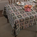 Bunte geometrische Mosaik-Jacquard-Tischdecke mit Boho-Webmuster und grünem Rand - 60-60 / Jacquard Reis Geometrisch Grüne Muschel