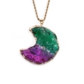 Collana a catena dorata con ciondolo a mezzaluna in cristallo verde e viola - Sfumatura Verde Viola + Catena a Corda 60CM