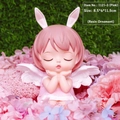 Pink resin angel girl figurine with rabbit ears and wings, dimensions 8.5x6x11.5cm - 1121-3A Angel Girl / Resin Pink