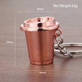 3D coffee cup keychain in rose gold finish with 22g weight and metal ring structure - Coffee Cup (Rose Gold)