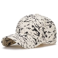 Casquette de baseball en coton beige de style urbain avec graffitis noirs artistiques - Réglable / Beige Clair
