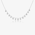 S925 Sterling Silber Halskette mit funkelnden Birnen-Zirkonia Quasten auf weißem Hintergrund - 925er Silber / Platin