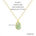 Collana minimalista placcata oro 18K con ciondolo a goccia in pietra naturale - Oro-Verde