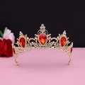 Detail of luxury baroque gold crown with red gemstones and white rhinestones - No.11 KC Gold (Red Stone)
