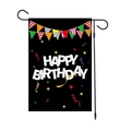 Garden flag for birthday decoration with black metal stand and stars pattern - Stars & Fireworks Theme