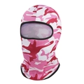 Detailed view of pink camouflage balaclava with breathable mesh eye area for sports - Pink Camouflage