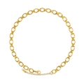 Collana placcata oro 18KGP con maglie esagonali e motivo a chiave greca classica - Collana Oro (YS591)