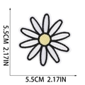Detailed view of white daisy embroidery patch with size measurements 5.5cm x 5.5cm - White Daisy (X9HD-085-15)